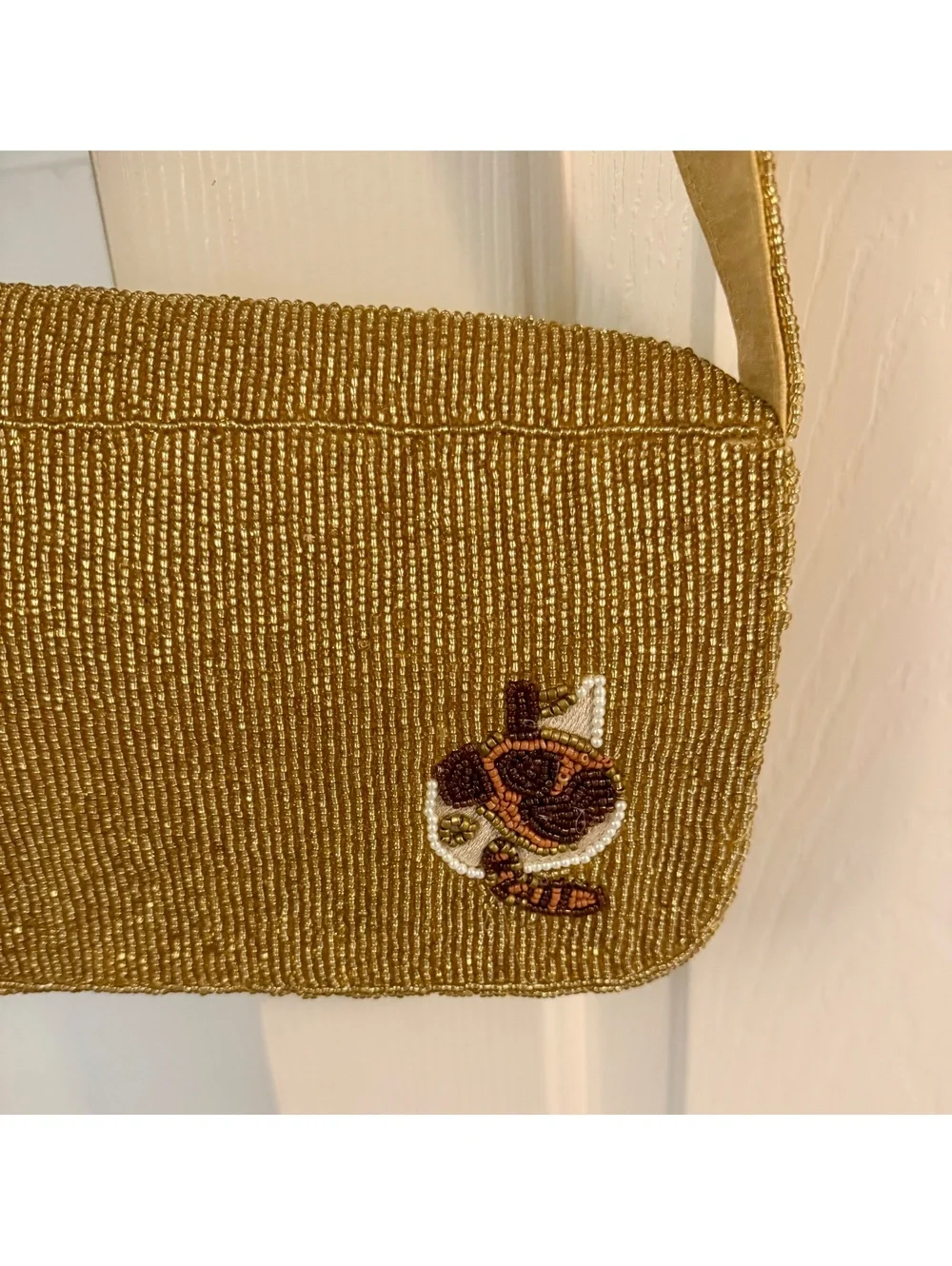 Sol Mer Beaded Cat Design Shoulder Bag Purse